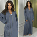Zipper Abaya Golden Seam Detail