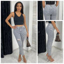 Premium Quality Grey Stretch Ripped Jeans 77211