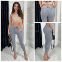 Premium Quality Stretch Grey Clean Push Up Jeans 77322