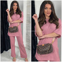Short Folded Sleeves Thin Ribbed Musthave Set