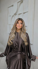 786 | Kimono Diamond Detail + Tie Belt Dress + Scarf
