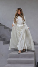 786 | Kimono Diamond Detail + Tie Belt Dress + Scarf