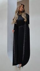 786 | Kimono Stones Detail + Pleated Dress + Tie Belt + Scarf