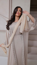 786 | Kimono Stones Detail + Pleated Dress + Tie Belt + Scarf
