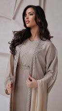 786 | Kimono Stones Detail + Pleated Dress + Tie Belt + Scarf
