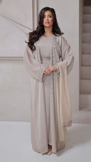 786 | Kimono Stones Detail + Pleated Dress + Tie Belt + Scarf