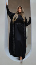 786 | Kimono Stones Detail + Pleated Dress + Tie Belt + Scarf