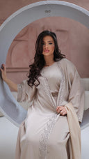 786 | Kimono Stones Detail + Pleated Dress + Tie Belt + Scarf