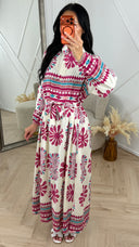 Bohemian Print Maxi Jurk met Ceintuur 5103