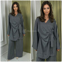 Beautiful Oversized Wrap Tie Belt Wide Leg Set