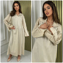 V Neck Collar Oversized Maxi Slit Tie Sleeve Detail