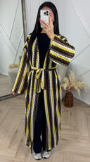 Crochet Maxi Kimono met Ceintuur en Strepen