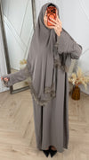 Abaya Jurk met Losse Hoofddoek en Kantafwerking