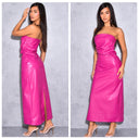 Leather strapless dress backsplit