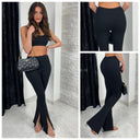 Front Split Zipper Pants Taille Stripes 89705