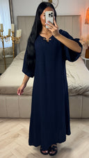 Maxi Jurk met Gouden Kettingdetail – Viscoseblend