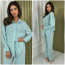 Special Material Y Blouse Wide Leg Set