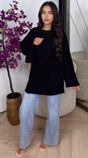 Oversized Stretch Trui met Ronde Hals