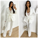 Musthave Tie Belt Blazer Set Wide Legs With Lining
