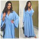 2pcs Beautiful Set Long Vest Wide Legs Elastic Taille Detail