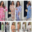 Tie Belt Oriental Satin Maxi Blouse Dress Tiktok Hit