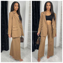Multi Pockets Blazer+ Pantalon Wide Leg Set