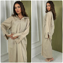 V Neck Collar Oversized Maxi Slit Tie Sleeve Detail