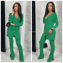 Split Details Thick Ribbed Button Vest Set