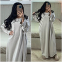 Folded Sleeves Oversized Basic Dress With Pockets