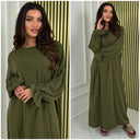 Normal Size Ruffle Sleeve Basic Dress