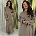 Normal Size Ruffle Sleeve Basic Dress