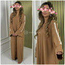 Flower Pearls Sleeve Detail Basic Oversized Dress
