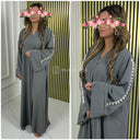 Flower Pearls Sleeve Detail Basic Oversized Dress