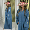 Flower Pearls Sleeve Detail Basic Oversized Dress