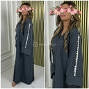 Flower Pearls Sleeve Detail Basic Oversized Dress