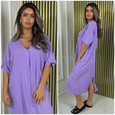 Backsplit Premium Stripe Material V Neck Dress