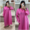 V Neck Collar Oversized Maxi Slit Tie Sleeve Detail