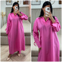 V Neck Collar Oversized Maxi Slit Tie Sleeve Detail