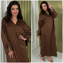 V Neck Collar Oversized Maxi Slit Tie Sleeve Detail