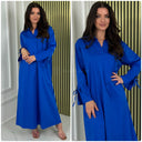 V Neck Collar Oversized Maxi Slit Tie Sleeve Detail