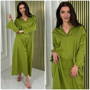 V Neck Collar Oversized Maxi Slit Tie Sleeve Detail