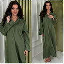 V Neck Collar Oversized Maxi Slit Tie Sleeve Detail