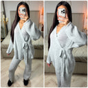 Knitwear Wrapped TIe Belt Cardigan Set