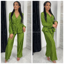 Glossy Zigzag Tie Belt Set