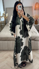Maxi Jurk met Bloemenprint en Knoopsluiting – Viscose
