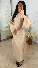 Abaya Maxi Jurk met Achterstrik en Wijde Mouwen