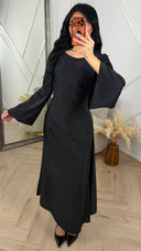 Abaya Maxi Jurk met Achterstrik en Wijde Mouwen