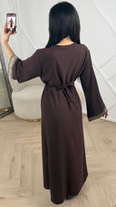 Abaya Maxi Jurk met Borduurdetail en Tailleceintuur