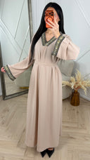 Abaya Maxi Jurk met Borduurdetail en Tailleceintuur