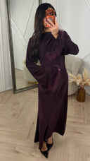 Abaya Maxi Jurk met Feather Manchetten en Taillekoord
